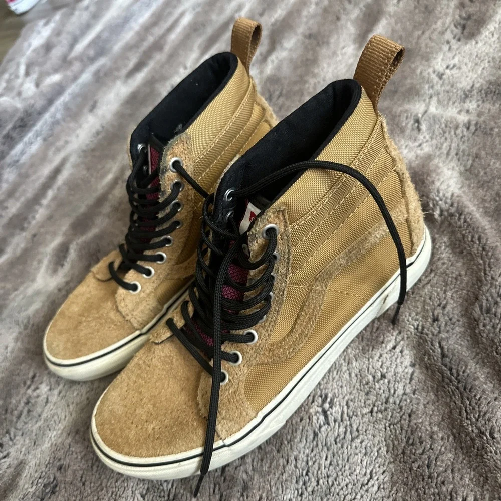 Vans Skate SK8 Brown Suede High Top Sneaker Womens 7.5 Men 6 Pink Tongue BTS